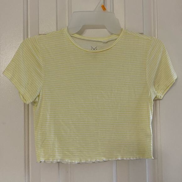 PACSUN • Basics Yellow + White Striped Crop Top - Picture 3 of 6